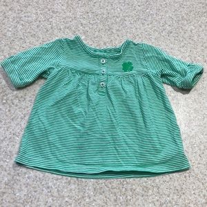 Carters 9 month girls striped St Patrick’s Day shirt